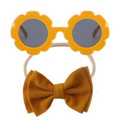 Fashionable Sunglasses and Headband for Kids & Baby Girls (Yellow)