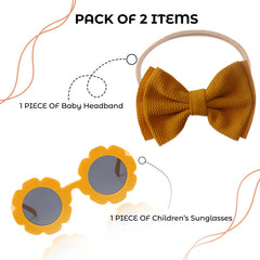 Fashionable Sunglasses and Headband for Kids & Baby Girls (Yellow)