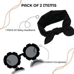 Fashionable Sunglasses and Headband for Kids & Baby Girls (Black)