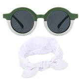 Fashionable Sunglasses and Headband for Kids & Baby Girls (Green White)