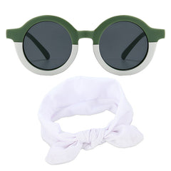 Fashionable Sunglasses and Headband for Kids & Baby Girls (Green White)