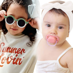 Fashionable Sunglasses and Headband for Kids & Baby Girls (Green White)