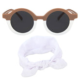 Fashionable Sunglasses and Headband for Kids & Baby Girls (Brown White)