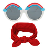 Fashionable Sunglasses and Headband for Kids & Baby Girls (Rainbow Red)