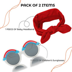 Fashionable Sunglasses and Headband for Kids & Baby Girls (Rainbow Red)