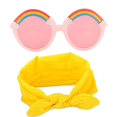 Fashionable Sunglasses and Headband for Kids & Baby Girls (Rainbow Yellow)