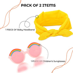 Fashionable Sunglasses and Headband for Kids & Baby Girls (Rainbow Yellow)