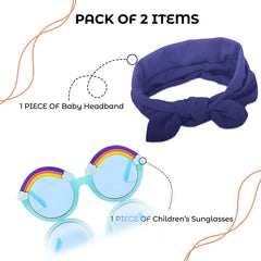 Fashionable Sunglasses and Headband for Kids & Baby Girls (Rainbow Purple)