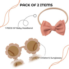 Fashionable Sunglasses and Headband for Kids & Baby Girls (Peach)