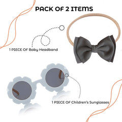 Fashionable Sunglasses and Headband for Kids & Baby Girls (Grey)