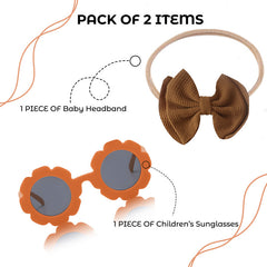 Fashionable Sunglasses and Headband for Kids & Baby Girls (Brown)