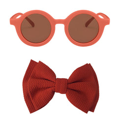 Fashionable Sunglasses and Headband for Kids & Baby Girls (Brick)