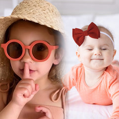 Fashionable Sunglasses and Headband for Kids & Baby Girls (Brick)