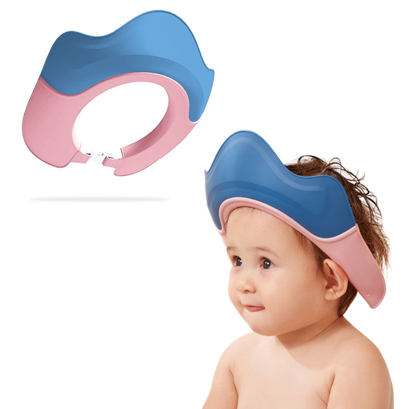 Soft Bathing Baby Shower Cap for Eye Protection and Hair Wash (GreyPink)