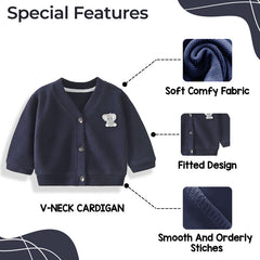 Woollen Knitted Full Sleeve Sweater for Kids (Dark Blue)