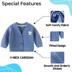 Woollen Knitted Full Sleeve Sweater for Kids (Blue)