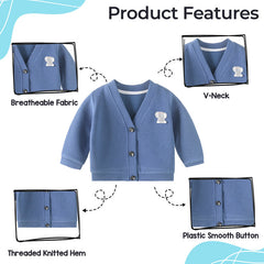 Woollen Knitted Full Sleeve Sweater for Kids (Blue)