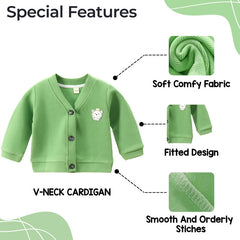 Woollen Knitted Full Sleeve Sweater for Kids (Green)