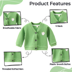 Woollen Knitted Full Sleeve Sweater for Kids (Green)