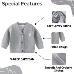 Woollen Knitted Full Sleeve Sweater for Kids (Grey)