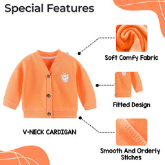 Woollen Knitted Full Sleeve Sweater for Kids (Orange)