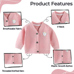 Woollen Knitted Full Sleeve Sweater for Kids (Pink)