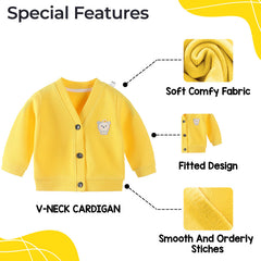 Woollen Knitted Full Sleeve Sweater for Kids (Yellow)