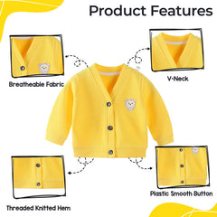 Woollen Knitted Full Sleeve Sweater for Kids (Yellow)