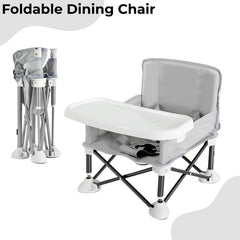 Dining Chair for Baby Feeding Multipurpose Baby Booster Dining Chair (Grey)