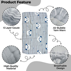 Muslin Baby Burp Cloths 60 X 60cm Blanket for Newborn (Grey)