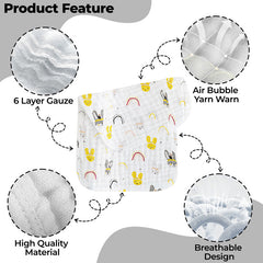 Muslin Baby Burp Cloths 60 X 60cm Blanket for Newborn (Yellow)