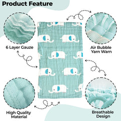 Muslin Baby Burp Cloths 60 X 60cm Blanket for Newborn (Green)