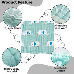 Muslin Baby Burp Cloths 60 X 60cm Blanket for Newborn (Green)