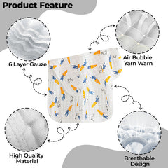 Muslin Baby Burp Cloths 60 X 60cm Blanket for Newborn (Orange)