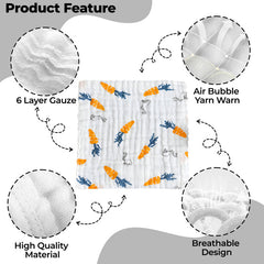 Muslin Baby Burp Cloths 60 X 60cm Blanket for Newborn (Orange)