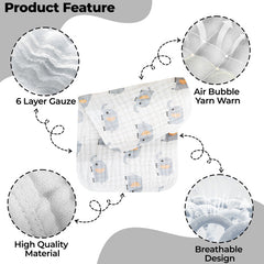 Muslin Baby Burp Cloths 60 X 60cm Blanket for Newborn (Grey)