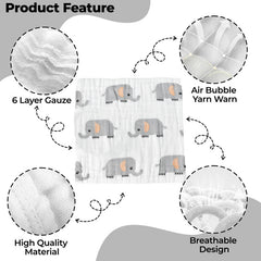 Muslin Baby Burp Cloths 60 X 60cm Blanket for Newborn (Grey)