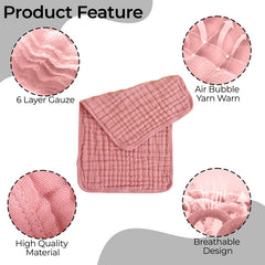 Muslin Baby Burp Cloths 60 X 60cm Blanket for Newborn (Pink)