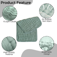 Muslin Baby Burp Cloths 60 X 60cm Blanket for Newborn (Sage)