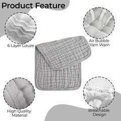 Muslin Baby Burp Cloths 60 X 60cm Blanket for Newborn (Grey)