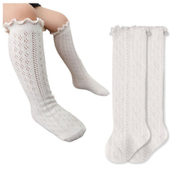 Baby Knee High Socks for Baby Soft Cotton Non-Slip and Stylish Designs (off-white)
