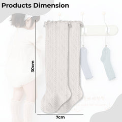Baby Knee High Socks for Baby Soft Cotton Non-Slip and Stylish Designs (off-white)