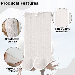Baby Knee High Socks for Baby Soft Cotton Non-Slip and Stylish Designs (off-white)