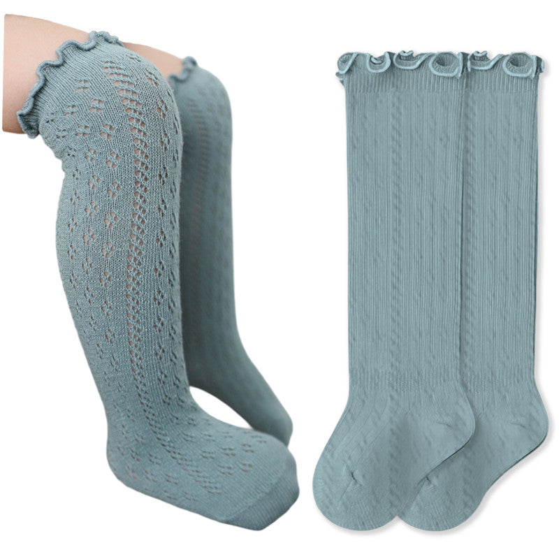 Baby Knee High Socks for Baby Soft Cotton Non-Slip and Stylish Designs (Light Green)