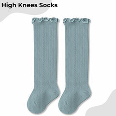 Baby Knee High Socks for Baby Soft Cotton Non-Slip and Stylish Designs (Light Green)