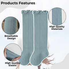 Baby Knee High Socks for Baby Soft Cotton Non-Slip and Stylish Designs (Light Green)