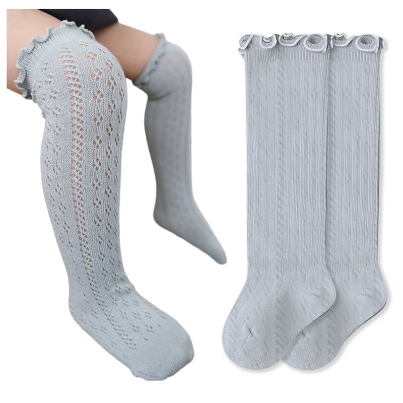 Baby Knee High Socks for Baby Soft Cotton Non-Slip and Stylish Designs (Grey)