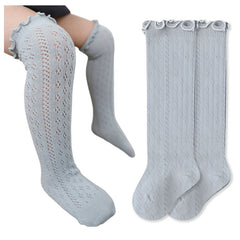 Baby Knee High Socks for Baby Soft Cotton Non-Slip and Stylish Designs (Grey)