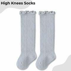 Baby Knee High Socks for Baby Soft Cotton Non-Slip and Stylish Designs (Grey)