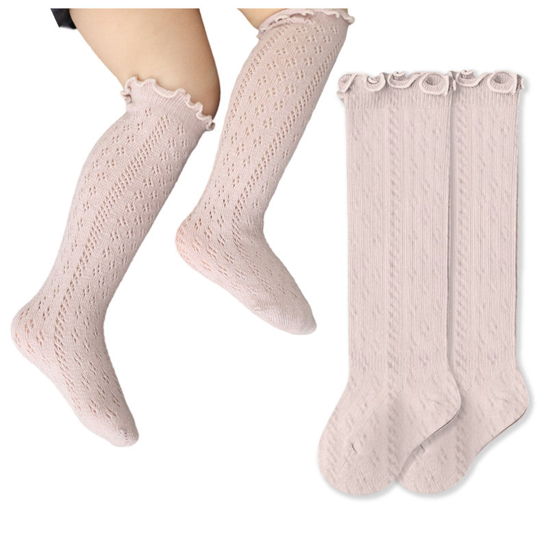Baby Knee High Socks for Baby Soft Cotton Non-Slip and Stylish Designs (Pink)